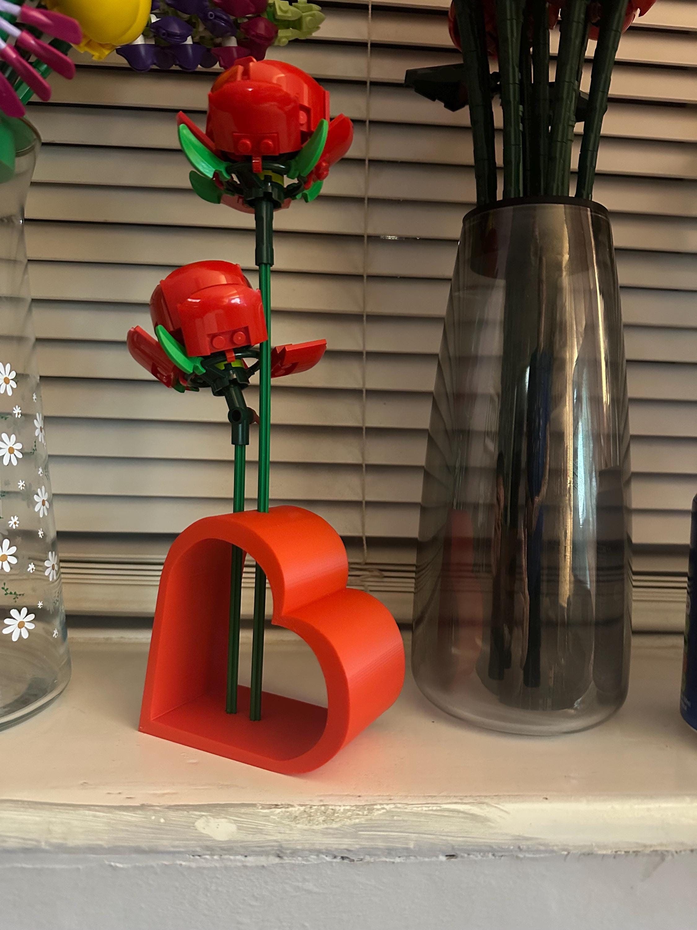 Heart vase for brick roses Compatible with Lego