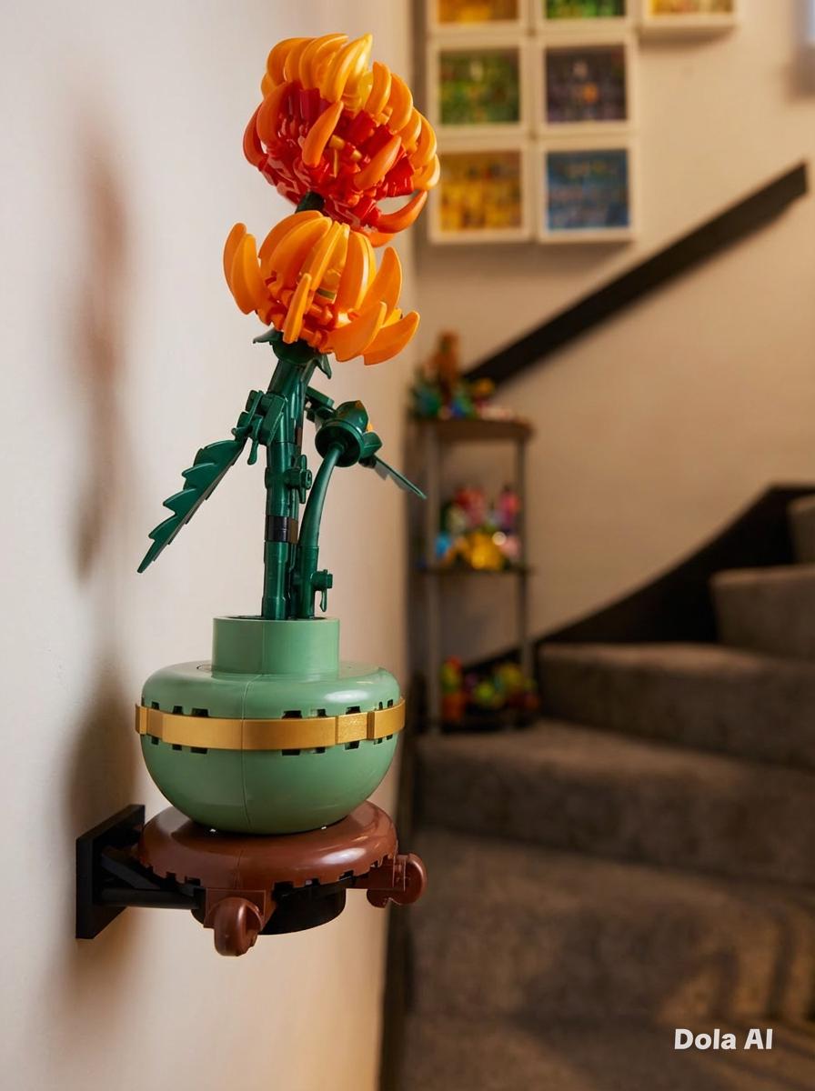 Brick  Chrysanthemum 10368 wall mount compatible with Lego 10369 10343