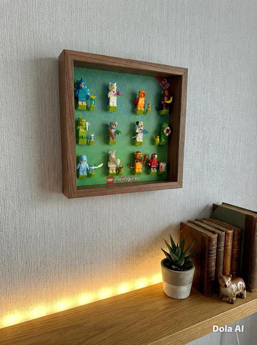 Lego Minifigures series 27 and 28 mounted displayed message for other series availability